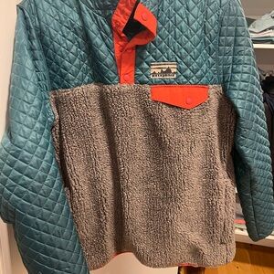 Patagonia Teal Quilted Jacket with Red Trim